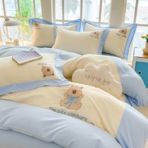 100% cotton embroidered four-piece set, light luxury set