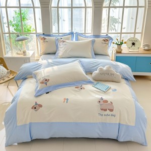 100% cotton embroidered four-piece set, light luxury set