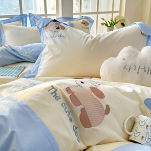 100% cotton embroidered four-piece set, light luxury set