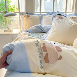 100% cotton embroidered four-piece set, light luxury set