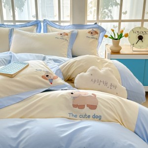 100% cotton embroidered four-piece set, light luxury set
