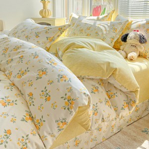 New 100% cotton small fresh print four-piece suit pure cotton three-piece suit