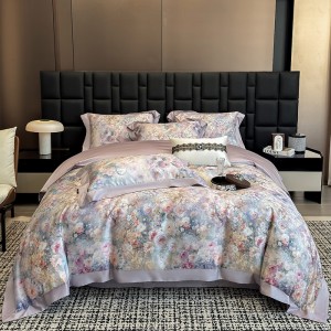 Exquisite Lenzing Tencel Cotton Digital Print Wide-Brim Four-Piece Set