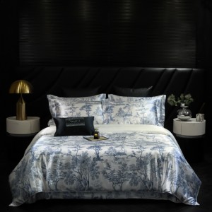 Summer high-end silky bed set ice silk leopard print washed silk zebra print lyocell four-piece bedding set
