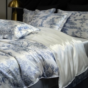 Summer high-end silky bed set ice silk leopard print washed silk zebra print lyocell four-piece bedding set
