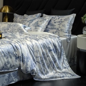 Summer high-end silky bed set ice silk leopard print washed silk zebra print lyocell four-piece bedding set
