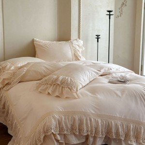 40S Exquisite French Hollow Lace Cotton Four-Piece Set