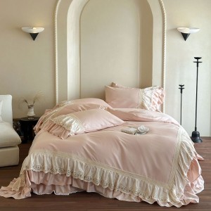 40S Exquisite French Hollow Lace Cotton Four-Piece Set