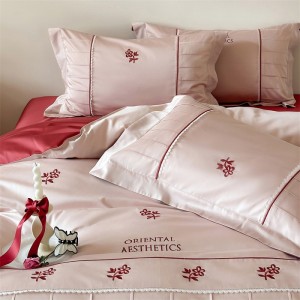 100s pure cotton satin horse cotton hand-pinch embroidered lace four-piece suit