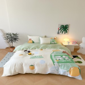New atmospheric digital Lenzing Tencel set lemon four-piece set