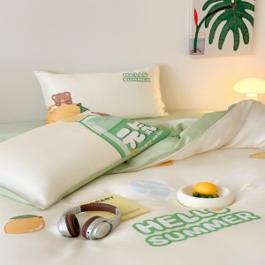 New atmospheric digital Lenzing Tencel set lemon four-piece set