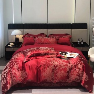 European-style light luxury satin jacquard and brushed jacquard four-piece set