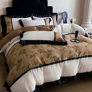 Light luxury ice silk digital printed summer quilt four-piece set