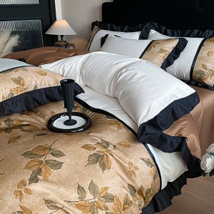 Light luxury ice silk digital printed summer quilt four-piece set