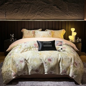 European-style light luxury satin jacquard and digitally printed brushed jacquard four-piece set
