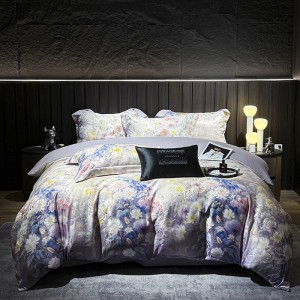 European-style light luxury satin jacquard and digitally printed brushed jacquard four-piece set