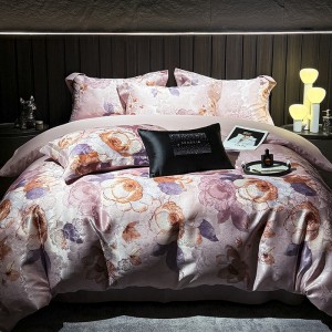 European-style light luxury satin jacquard and digitally printed brushed jacquard four-piece set