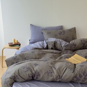 New A-Class Thickened Heavy Weight Linen Retro Style Linen Crinkle Yarn Print Four-Piece Set