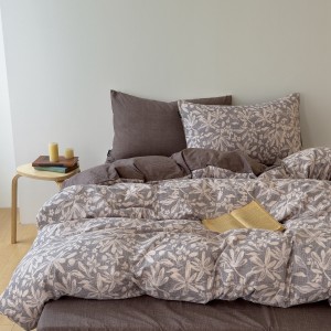 New A-Class Thickened Heavy Weight Linen Retro Style Linen Crinkle Yarn Print Four-Piece Set