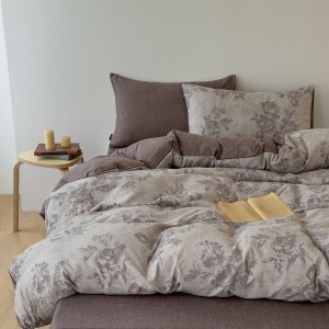 New A-Class Thickened Heavy Weight Linen Retro Style Linen Crinkle Yarn Print Four-Piece Set