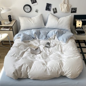 Washed cotton solid color two-piece four-piece set