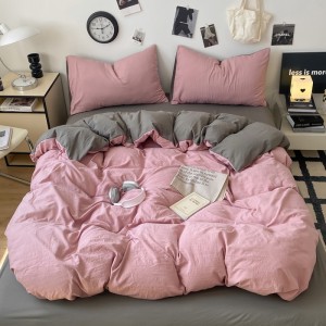 Washed cotton solid color two-piece four-piece set