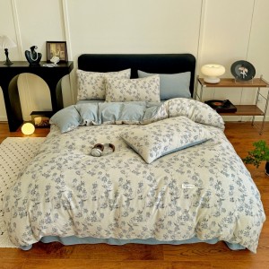 Autumn/winter hot-selling high-weight thickened linen and crinkle-printed four-piece set