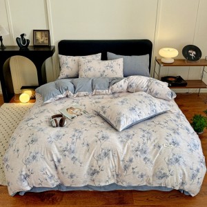 Autumn/winter hot-selling high-weight thickened linen and crinkle-printed four-piece set