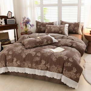 New Autumn Winter Retro Style Linen Crinkle Yarn Cotton Linen Four-Piece Set