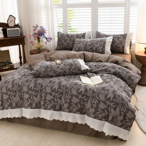 New Autumn Winter Retro Style Linen Crinkle Yarn Cotton Linen Four-Piece Set