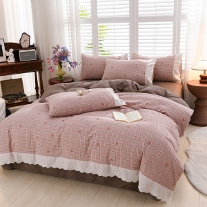 New Autumn Winter Retro Style Linen Crinkle Yarn Cotton Linen Four-Piece Set