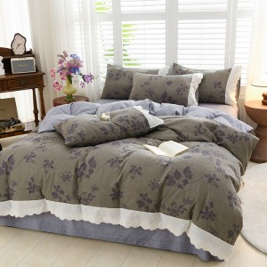 New Autumn Winter Retro Style Linen Crinkle Yarn Cotton Linen Four-Piece Set