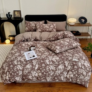 Autumn/winter hot-selling high-weight thickened linen and crinkle-printed four-piece set