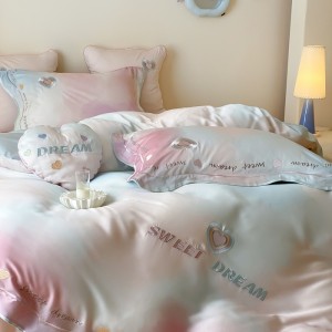 2025 new autumn and winter 100s Australian cotton colorful embroidery duvet cover bed sheets four-piece bedding set