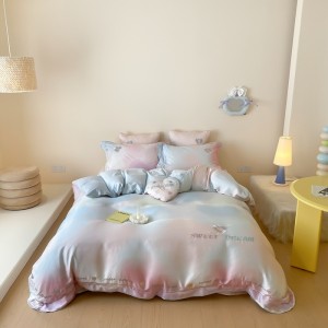 2025 new autumn and winter 100s Australian cotton colorful embroidery duvet cover bed sheets four-piece bedding set