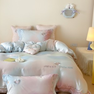 2025 new autumn and winter 100s Australian cotton colorful embroidery duvet cover bed sheets four-piece bedding set