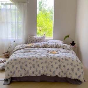 Simple Linen Thickened Heavy Weight Jacquard Linen Crinkle Yarn Four-Piece Set