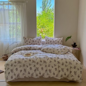 Simple Linen Thickened Heavy Weight Jacquard Linen Crinkle Yarn Four-Piece Set