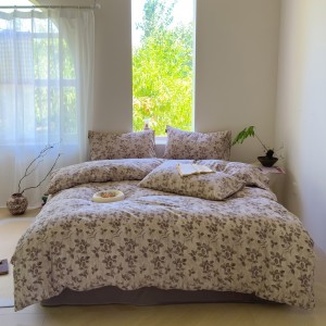 Simple Linen Thickened Heavy Weight Jacquard Linen Crinkle Yarn Four-Piece Set
