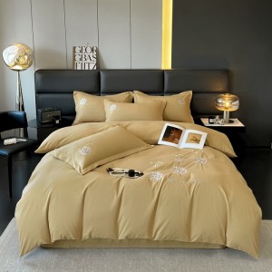 Skin-friendly and comfortable solid color embroidered four-piece set