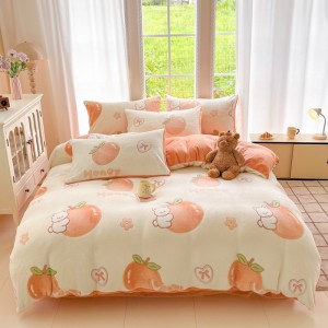 New Snowflake Fleece Floral Print Four-Piece Bedding Set