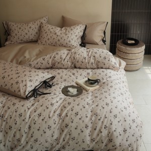 100% cotton satin long-staple cotton floral plant duvet cover bed sheets four-piece bedding set