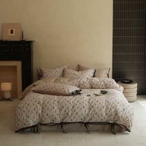 100% cotton satin long-staple cotton floral plant duvet cover bed sheets four-piece bedding set