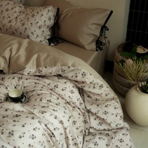 100% cotton satin long-staple cotton floral plant duvet cover bed sheets four-piece bedding set