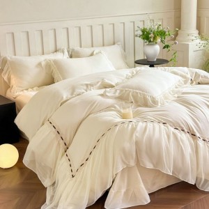 French fairy lace skirt fantasy yarn four-piece duvet cover bed sheets white bedding set