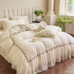 French fairy lace skirt fantasy yarn four-piece duvet cover bed sheets white bedding set