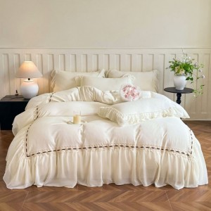 French fairy lace skirt fantasy yarn four-piece duvet cover bed sheets white bedding set