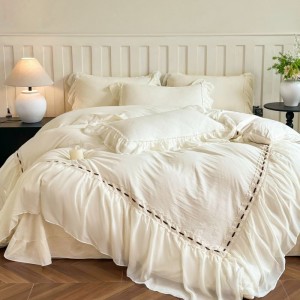 French fairy lace skirt fantasy yarn four-piece duvet cover bed sheets white bedding set