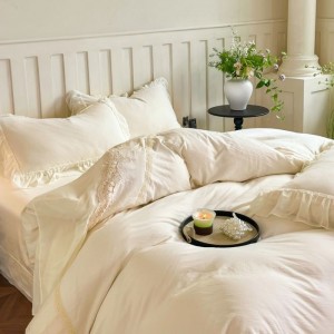 French embroidered lace double-layer lace skirt fantasy yarn four-piece bedding set