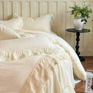 French embroidered lace double-layer lace skirt fantasy yarn four-piece bedding set